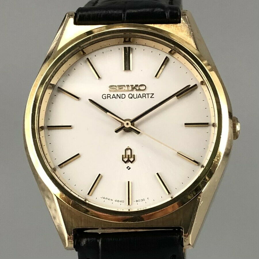 Vintage 1977 SEIKO GRAND QUARTZ 4840-8110 Cap Gold Men's Watch