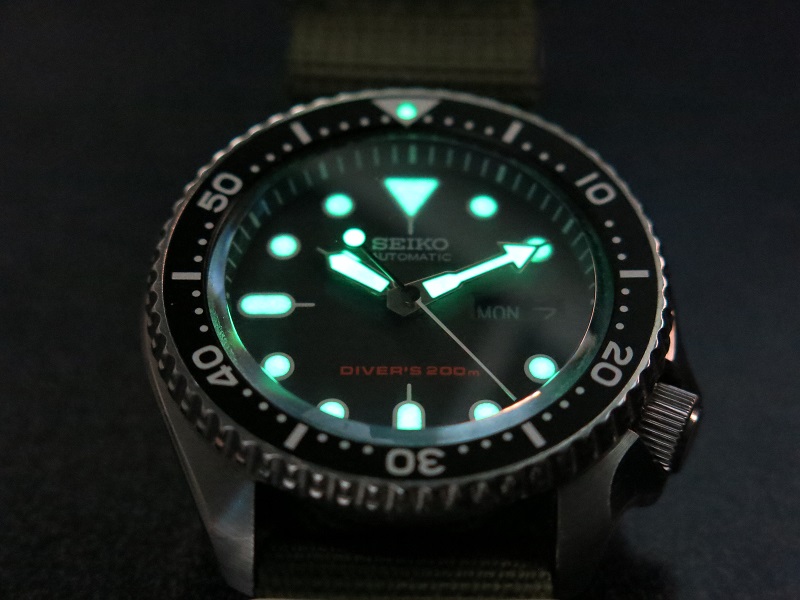 For sale or trade Seiko SKX007 with new movement with black day/date wheels  and sapphire crystal | WatchCharts