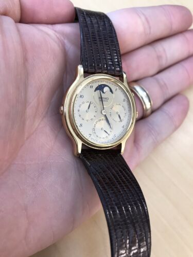 Vintage Seiko Gold Moonphase Watch 7F38-6020 | WatchCharts