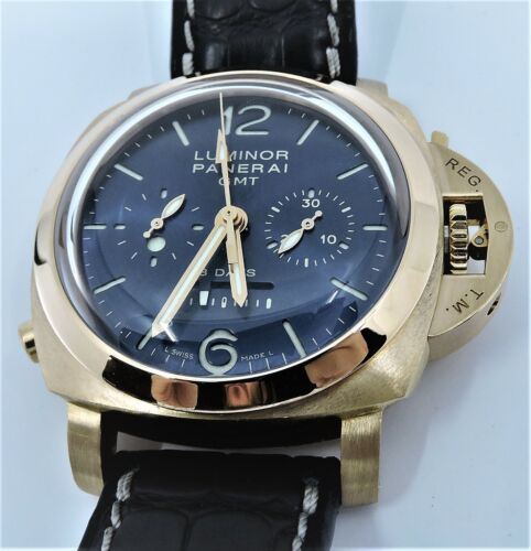 Panerai 277 18k Gold Blue Luminor GMT 8 day 250 Pieces