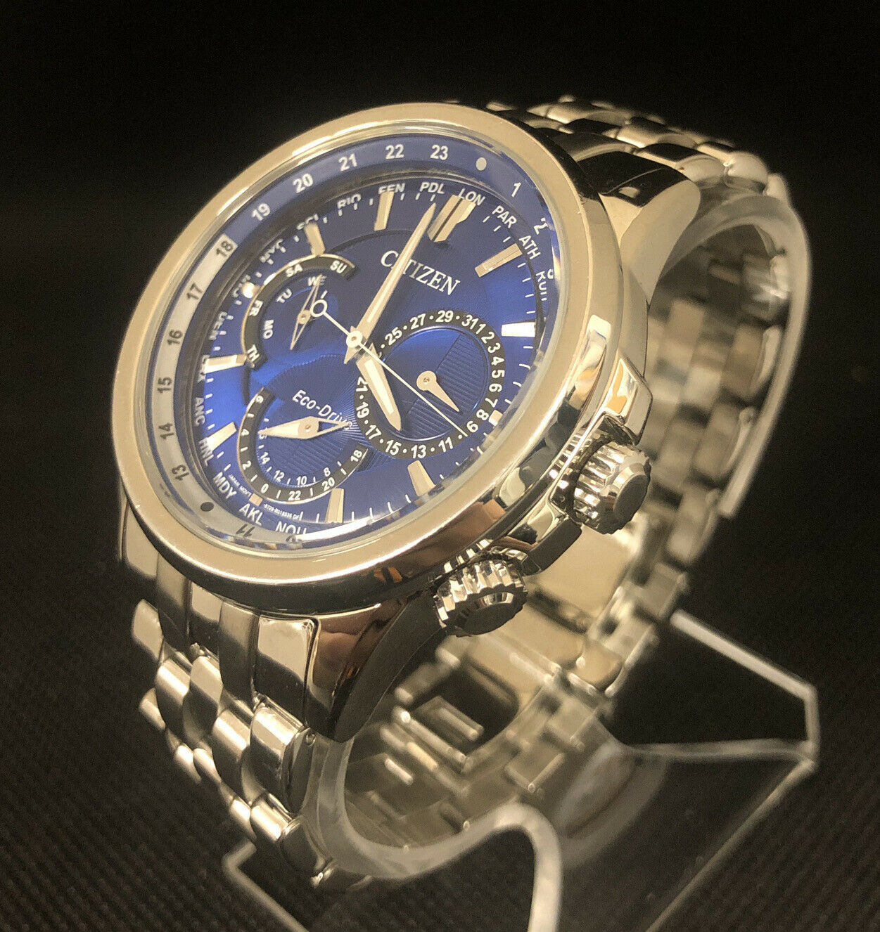 Citizen BU2021-51L Eco-Drive Men's Calendrier World Time Blue Dial 44mm ...