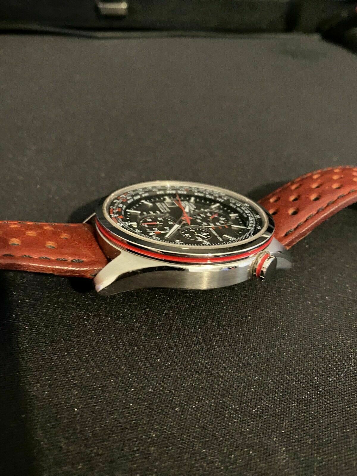 Citizen Eco Red Arrows World Chrono Radio Control Leather Strap
