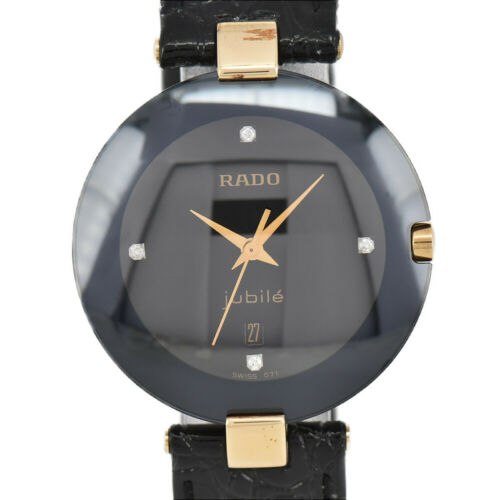 RADO jubile 129.3575.4N ラドー ジュビリー 不動ジャンク RADO Jubile 129.3575.4N 4P Black Dial SS/GP/Leather Quartz