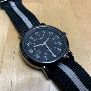 Timex Indiglo Weekender Watch T2N889 - Black Housing, Black & Grey 