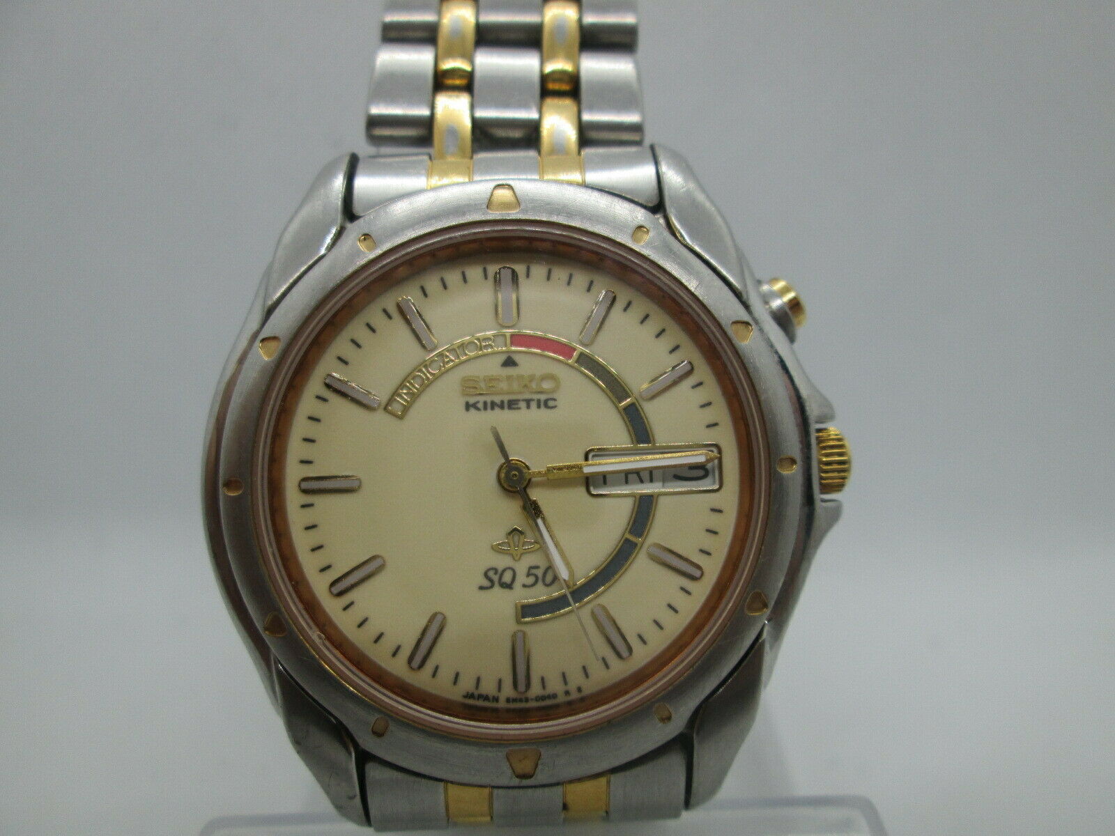 SEIKO KINETIC SQ50 5M43-0C20 18KGP/STAINLESS STEEL DAYDATE QUARTZ 