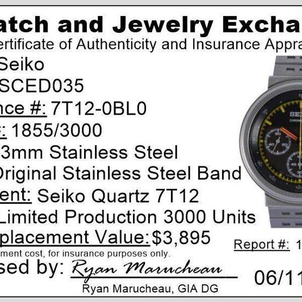 Seiko Re-Issue SCED035 Giugiaro Aliens Ripley Watch Ref: 7T12-0BL0 Blue ...