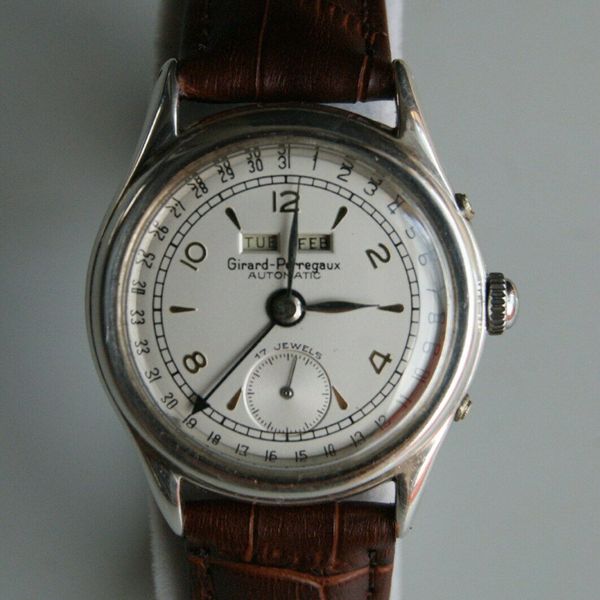 mens vintage GirardPerregaux triple calendar Automatic wristwatch EC