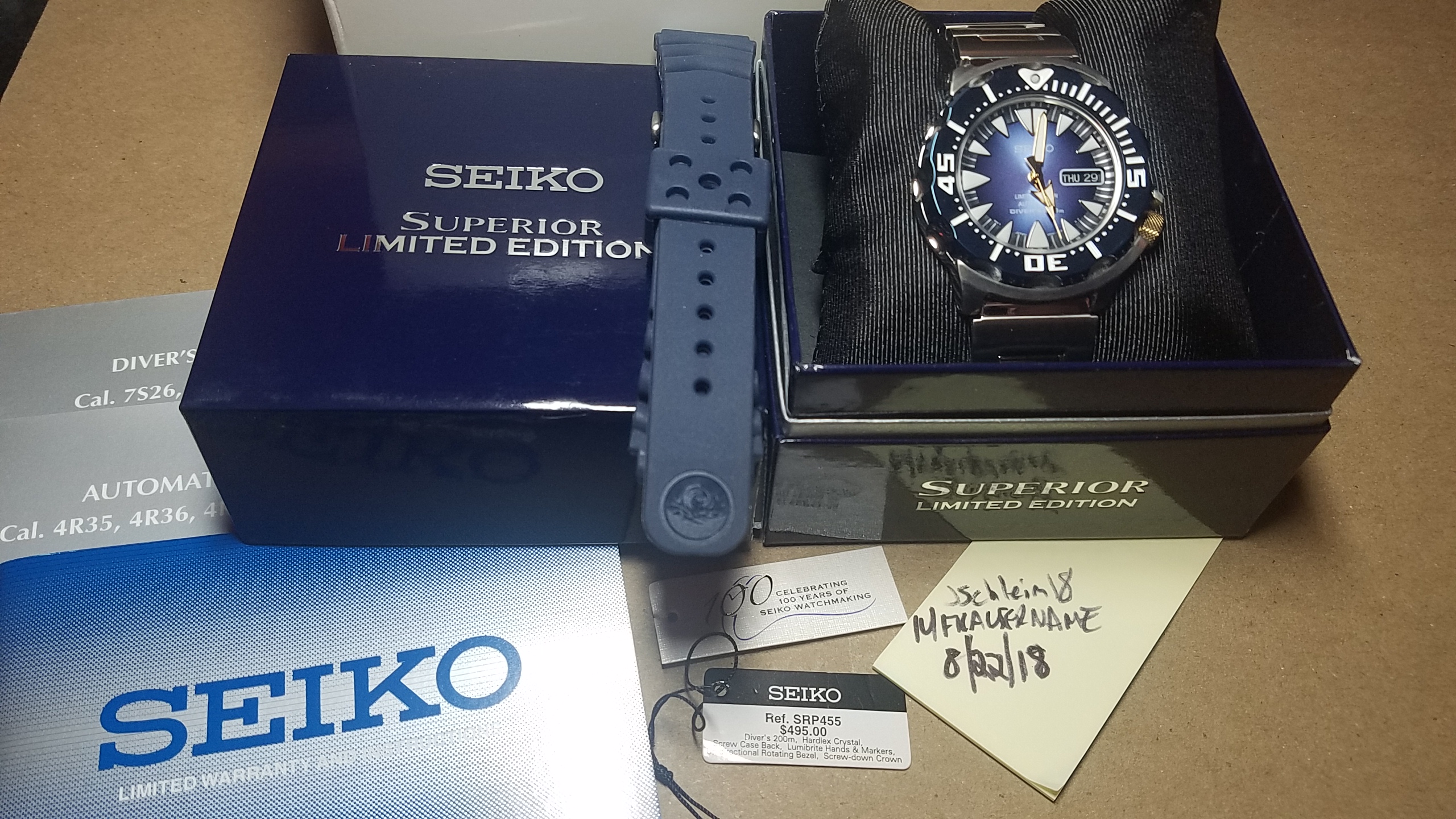 Seiko Monster 100th Anniversary Limited Edition SRP455