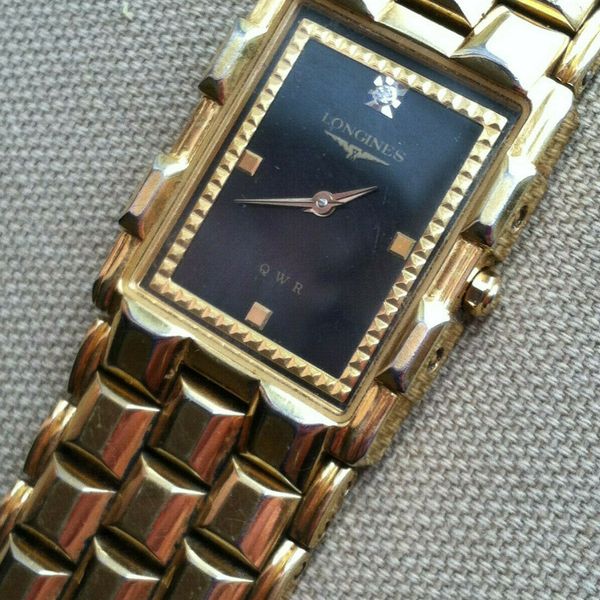 Vintage Longines QWR SWISS Quartz Black Dial Two Tone Stainless Men's Watch WatchCharts