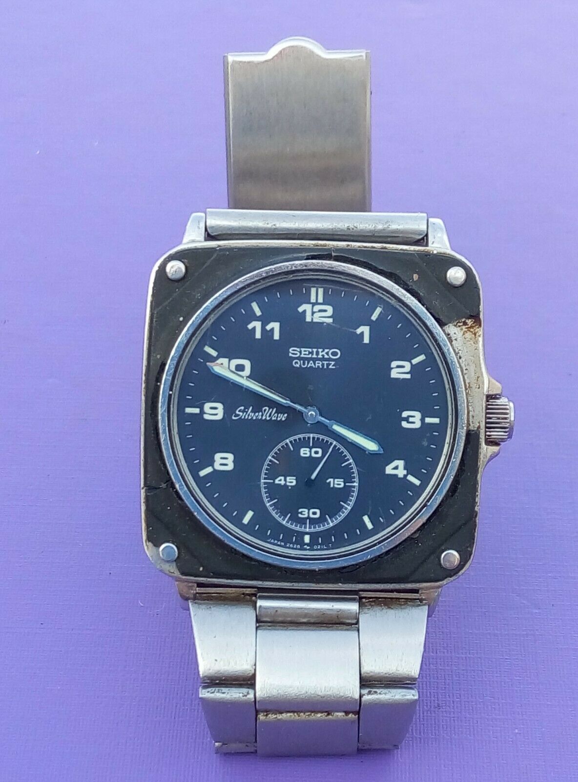 セイコー Silver Wave シルバーウェーブ 2628-0040 セイコー シルバーウェーブ スクエアケース ブルーダイヤル