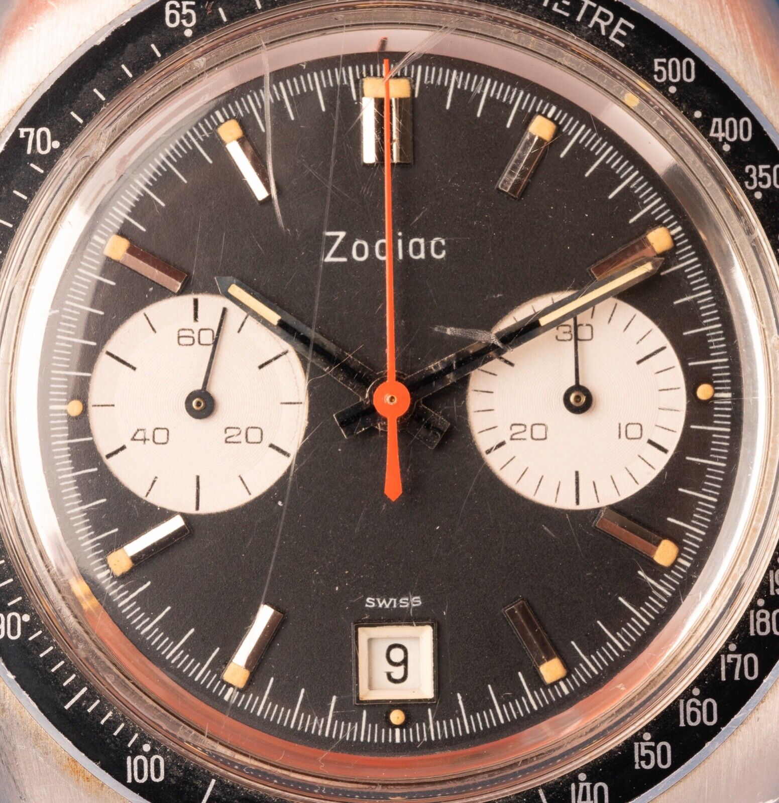 Large Vintage Zodiac Chronograph Watch Ref 734713 Autavia Valjoux
