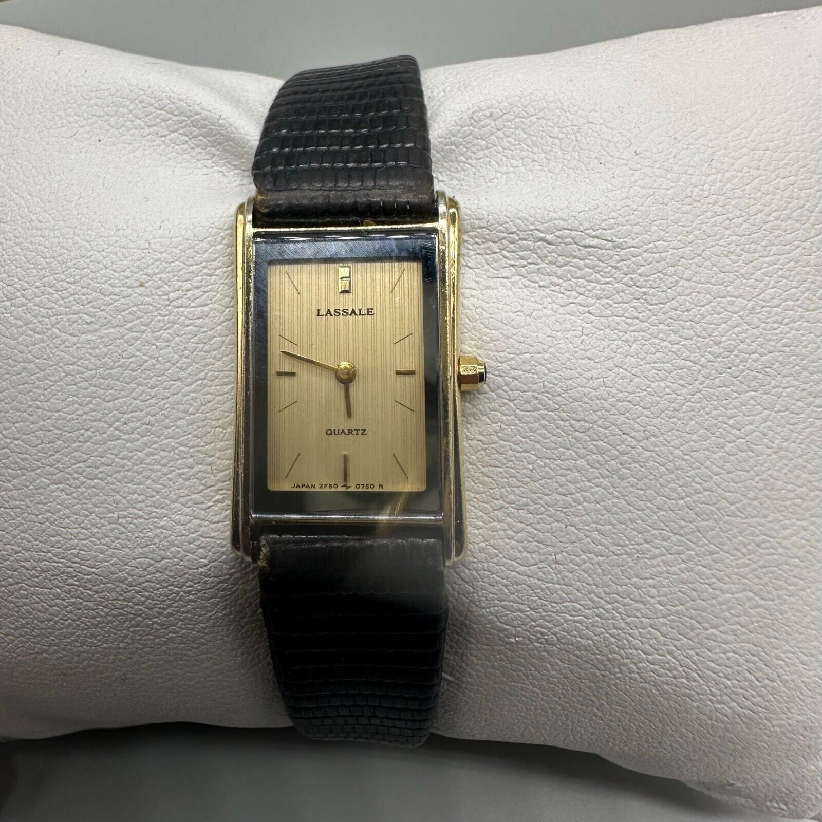 Vintage Seiko Lassale Womens Watch 19mm Black Gold Tone 2320-0309 New Battery 7\