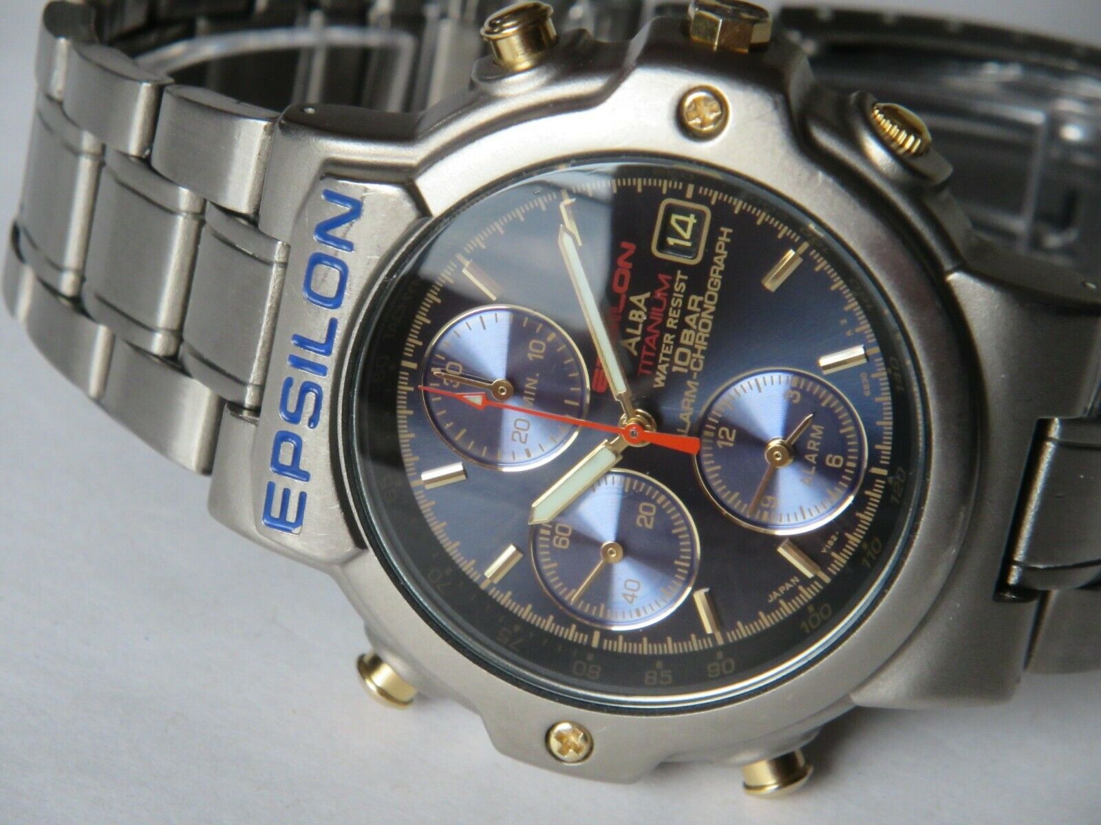 SEIKO ALBA EPSILON ALARM CHRONOGRAPH DEEP BLUE Y182 6A80