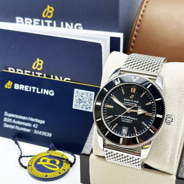 Ab2010 Breitling AB2010 Superocean Heritage II Black Dial Stainless Box Paper ...