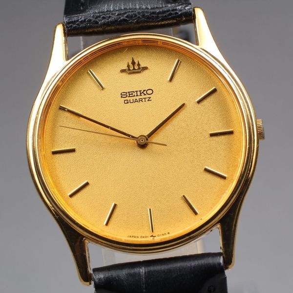 [Near MINT] Vintage Seiko 2k01-0010 32mm Gold Dial Quartz Men's Watch ...