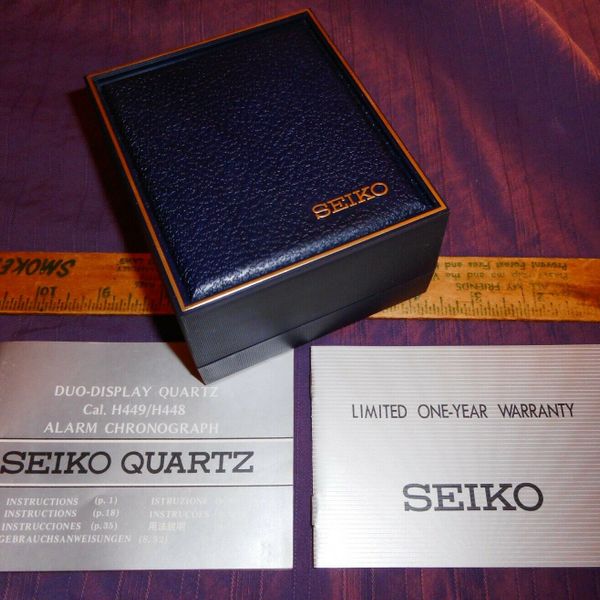 Vintage Seiko Quartz H449/H448 Alarm Chronograph Watch Box & Instructions  Only | WatchCharts