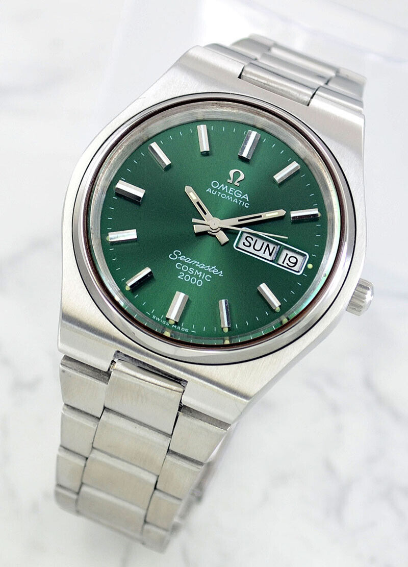 OMEGA SEAMASTER COSMIC2000 AUTO DAY&DATE GREEN DIAL MEN'S