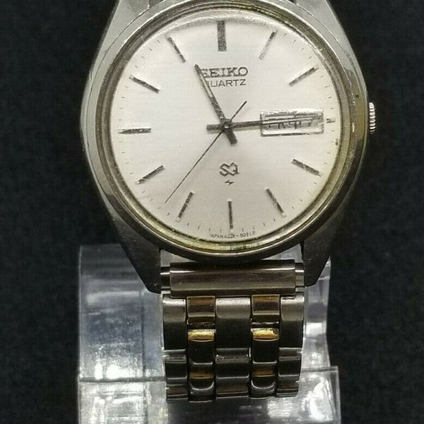 VINTAGE NICE SEIKO QUARTZ SQ 36MM STAINLESS STEEL WATCH DAY/DATE 4336 ...