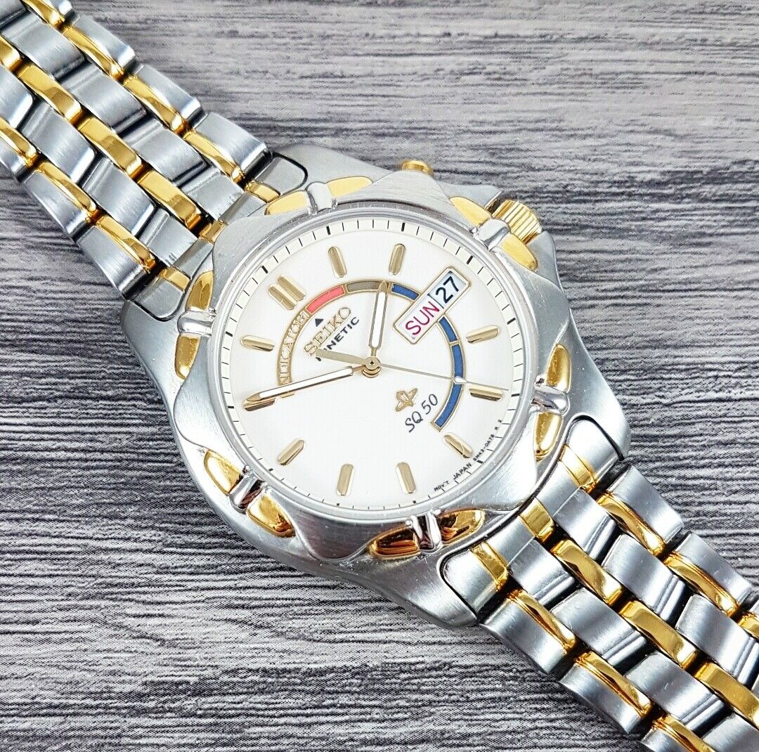 1996 Seiko Kinetic SQ50 5M43-0A50 Vintage Watch