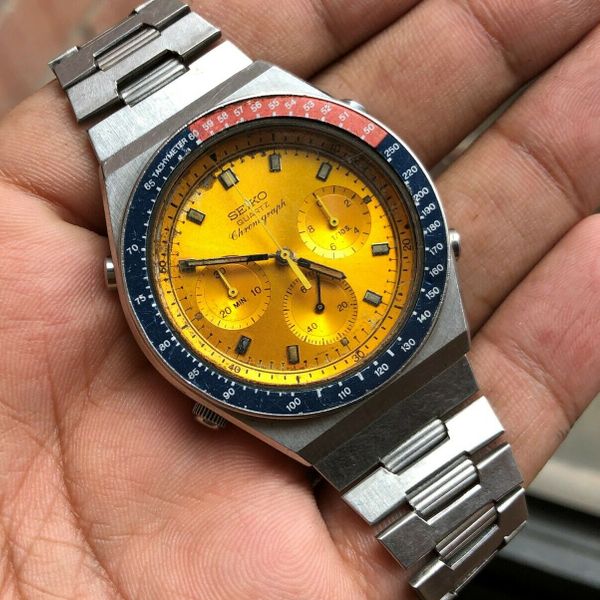 Seiko 1984 7A28-7030 Pepsi POGUE Yellow Chronograph Vintage Watch Working  fine | WatchCharts