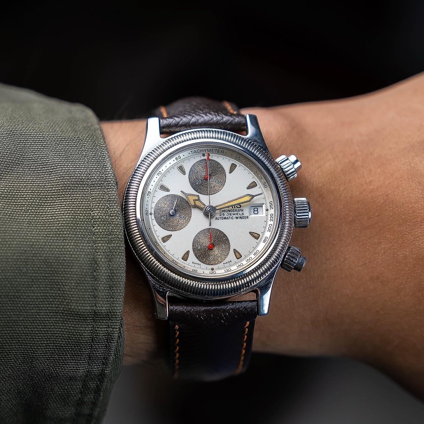 WTS] Vintage Oris Chronograph 7473 | Patina Dial, Coin-Edge Bezel
