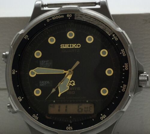 Seiko SQ Sports 150 H601 802A Pre Arnie Black Diver Vintage Japan