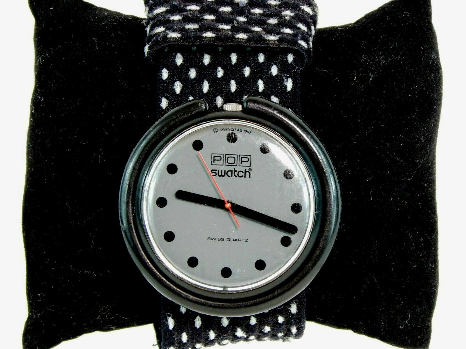 revolution ekstremt tidsplan Vintage POP Swatch Watch 1987 Black & Gray Removable Textile Band New  Battery | WatchCharts