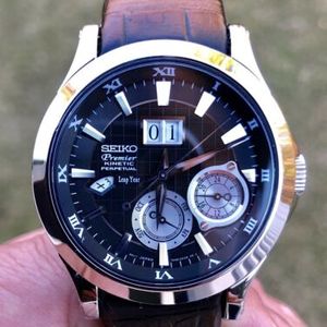 SEIKO Premier Kinetic Perpetual Calendar 7D48-0AA0 Men's Wristwatch Black |  WatchCharts