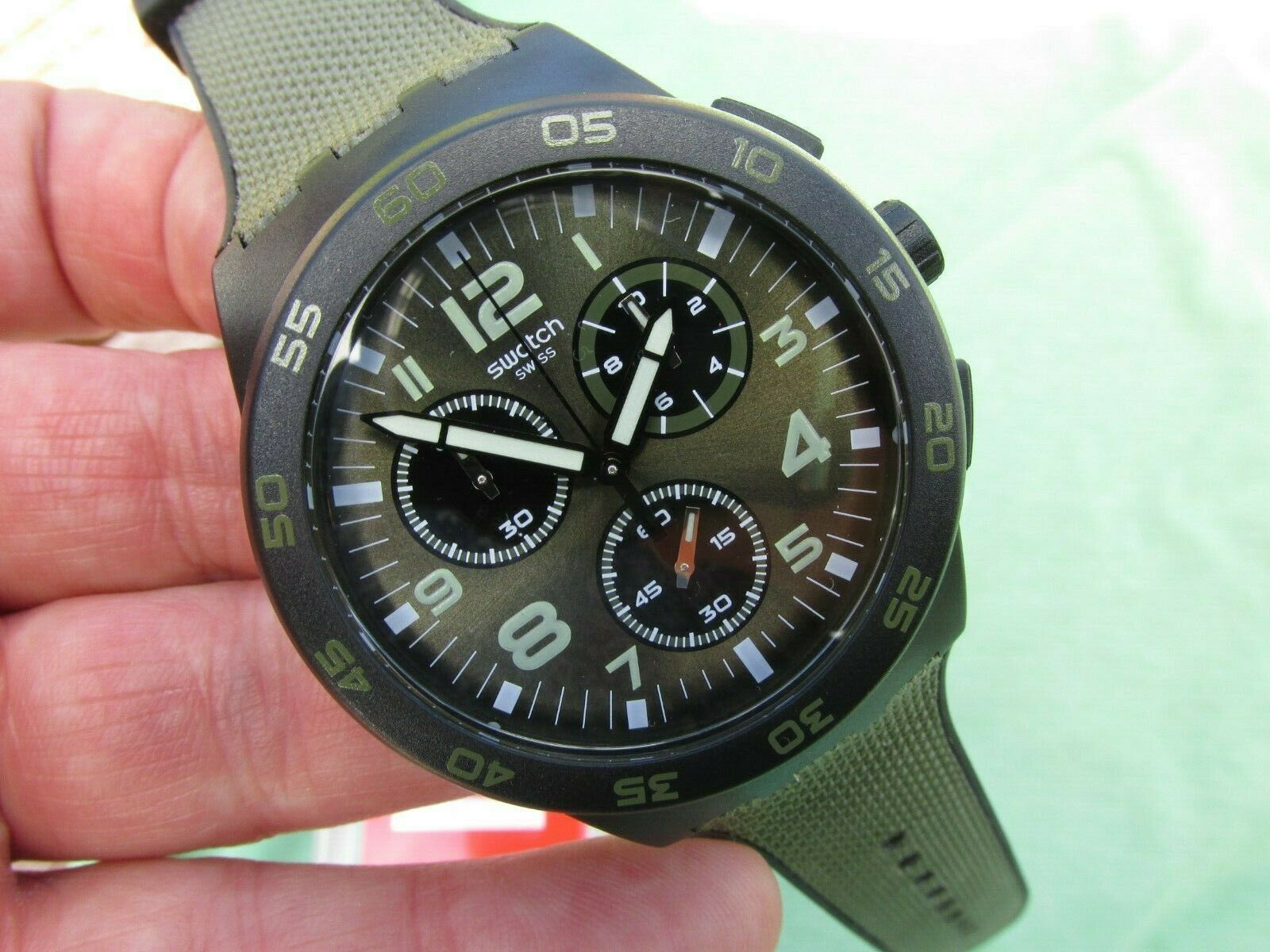 Superb SWATCH Chronograph SUSB105 DARK FOREST 42mm Brand NEW in case |  WatchCharts
