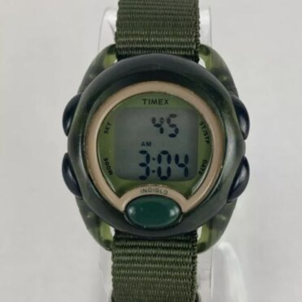 Timex Indiglo Time Machine T71912 Army Green Digital Watch w/New Band ...
