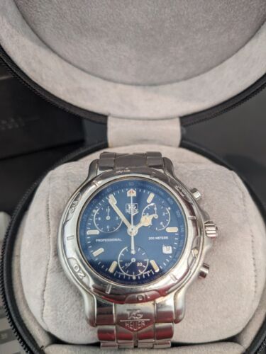 TAG Heuer 6000 Men s Blue Chronograph Watch CH1111 NOT WORKING