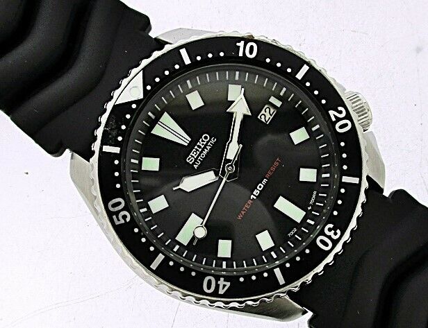 CLASSIC 90' SEIKO 7002 7000 SS MENS DATE DIVE SN #080360 BLACK INSERT WATCH  $1 | WatchCharts