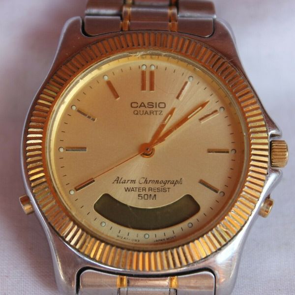 VINTAGE CASIO QUARTZ ALARM CHRONOGRAPH WATER RESIST 50M 388 AQ 313W ...
