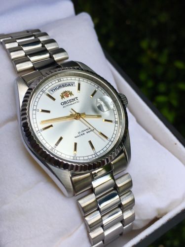 NIB VERY RARE Orient President ALL SILVER Datejust Homage Watch