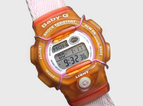 Vintage Casio Baby G Shock Reef Watch Women's BG-160 Jelly Orange