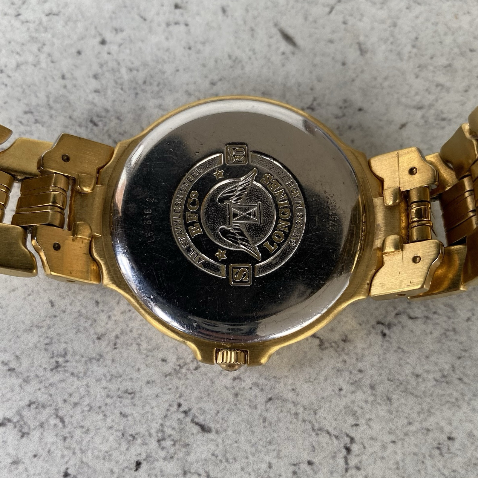 Vintage Longines Flagship Quartz L5.646.2 Gold Plated Date Watch 