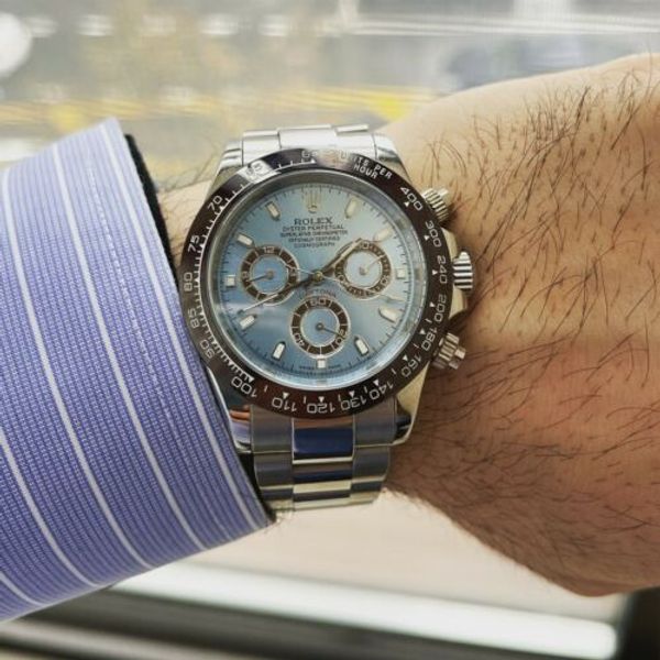 Rolex Daytona Chronograph Steel Blue Dial Brown Ceramic Bezel Mens ...