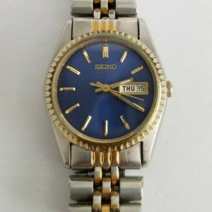 SEIKO Women's Quartz watch 7N83-0049 Two Tone RARE Blue Dial S/Steel  Day/Date | WatchCharts
