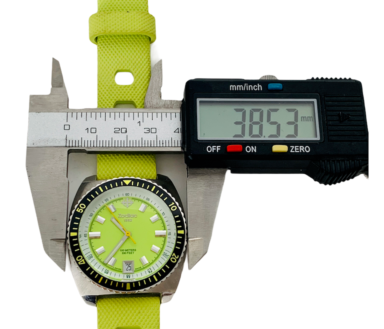 Zodiac Sea Dragon Lime Green 38mm Z02219 Womans Swiss Made Quartz