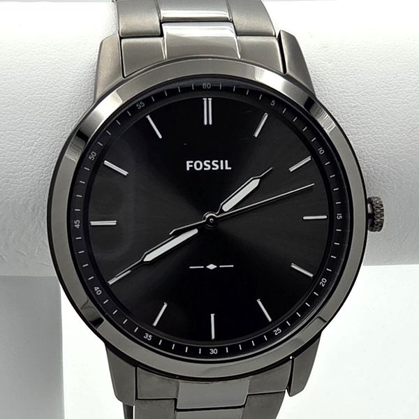 Fossil FS5459 Men's Minimalist Smoke Gray Stainless Steel Bracelet ...