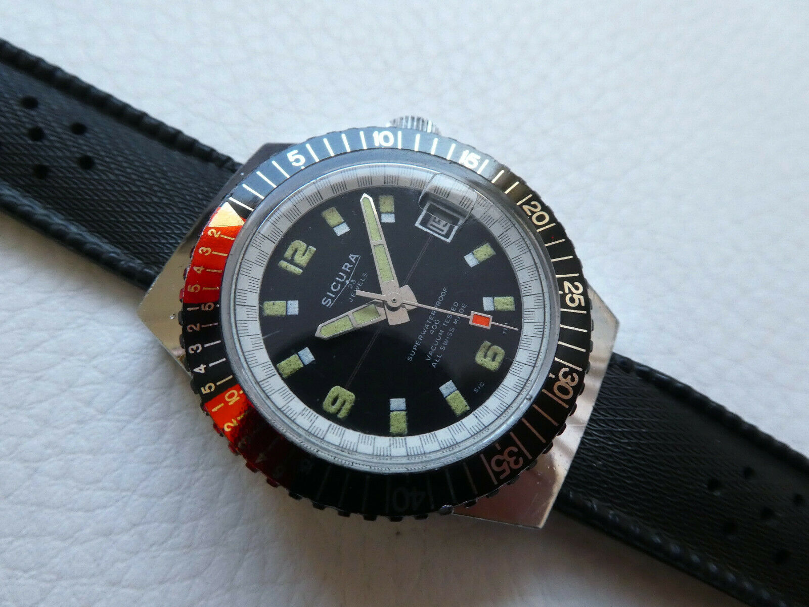 Beautiful Very rare Vintage SICURA BREITLING 400 Men's Diver watch 70's!  PARTS! | WatchCharts Marketplace