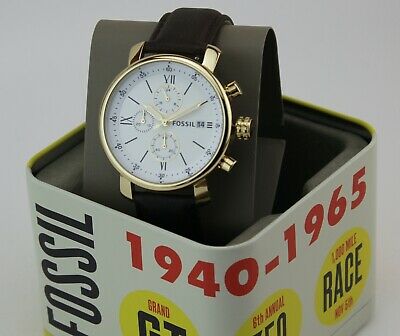 NEW AUTHENTIC FOSSIL RHETT CHRONOGRAPH GOLD BROWN LEATHER MEN S BQ1009 WATCH WatchCharts Marketplace