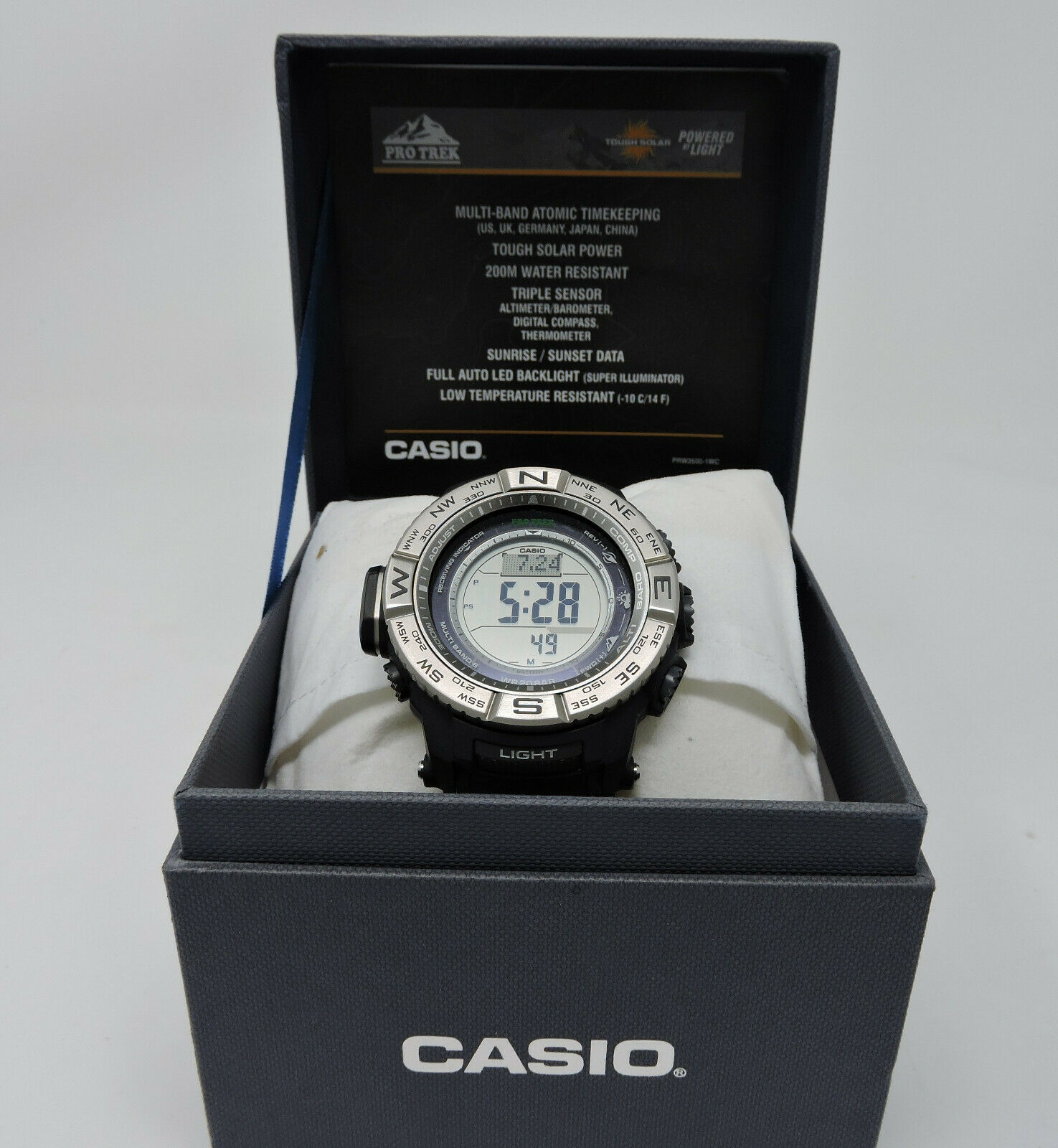 casio men's pro trek prw3500 solar powered atomic digital watch
