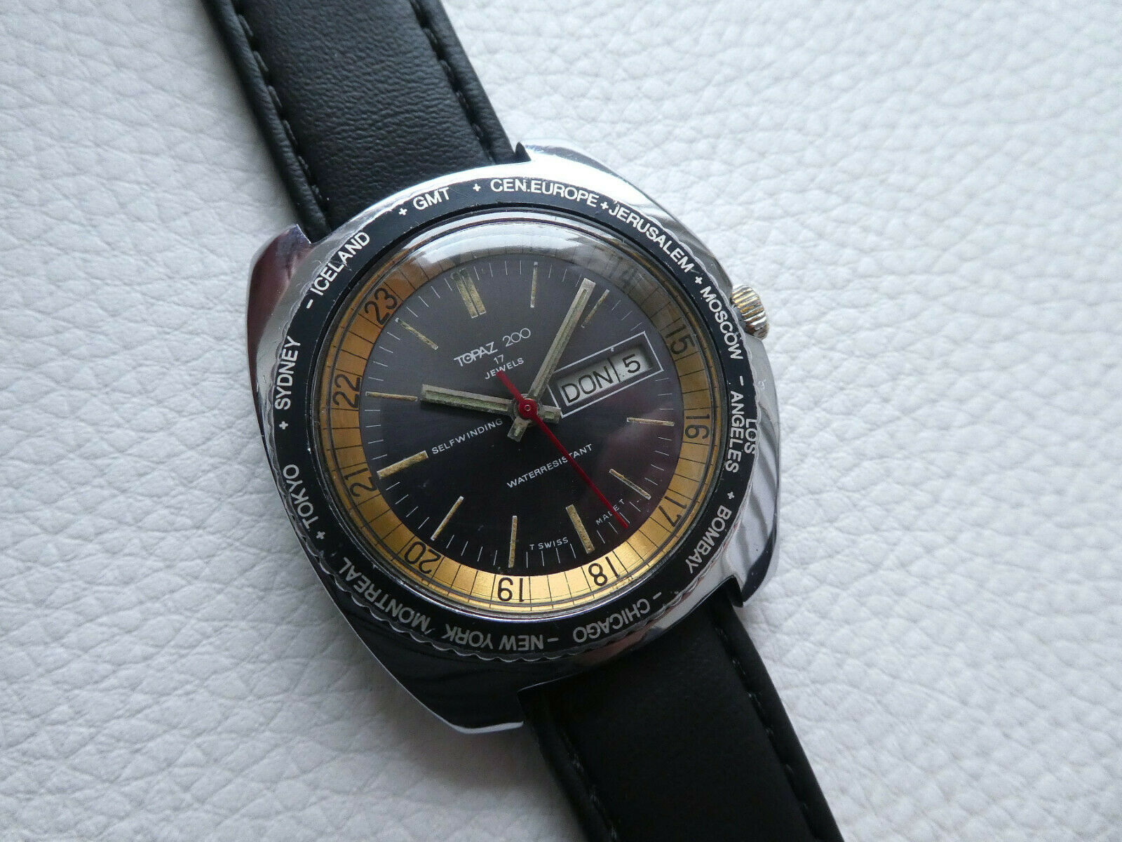 Vintage SICURA BREITLING Topaz 200 World Time Men's Diver