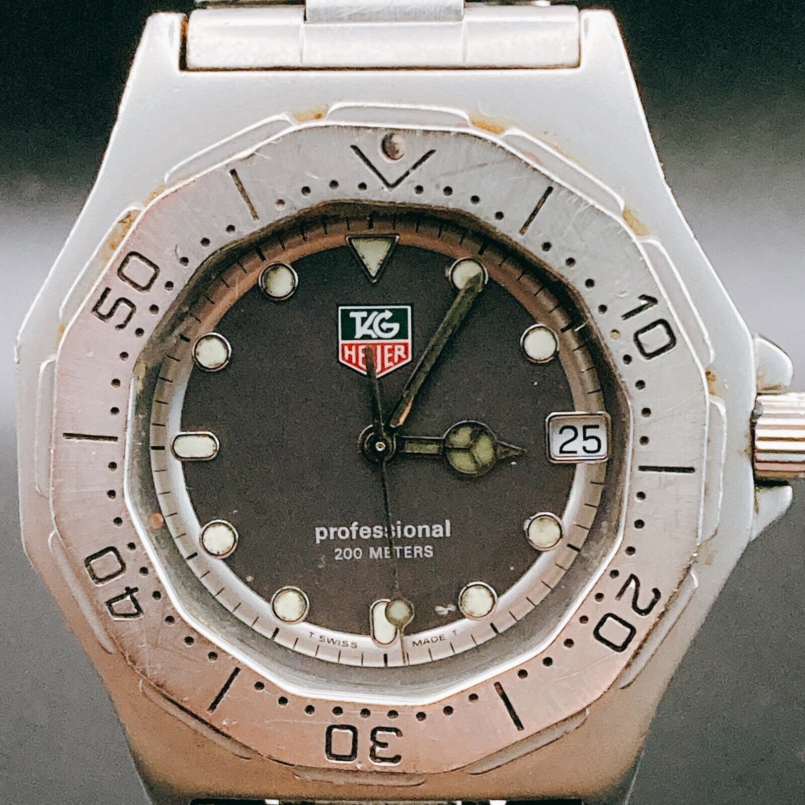 TAG HEUER 3000 professional 932.206 200m Date GRAY dial Men's