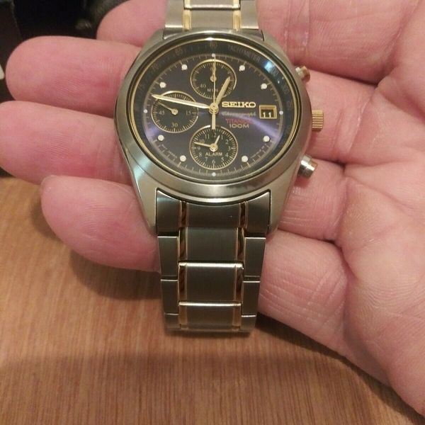 Rare Seiko 7T62-0FD0 Titanium Alarm Chronograph Mens Watch Nice