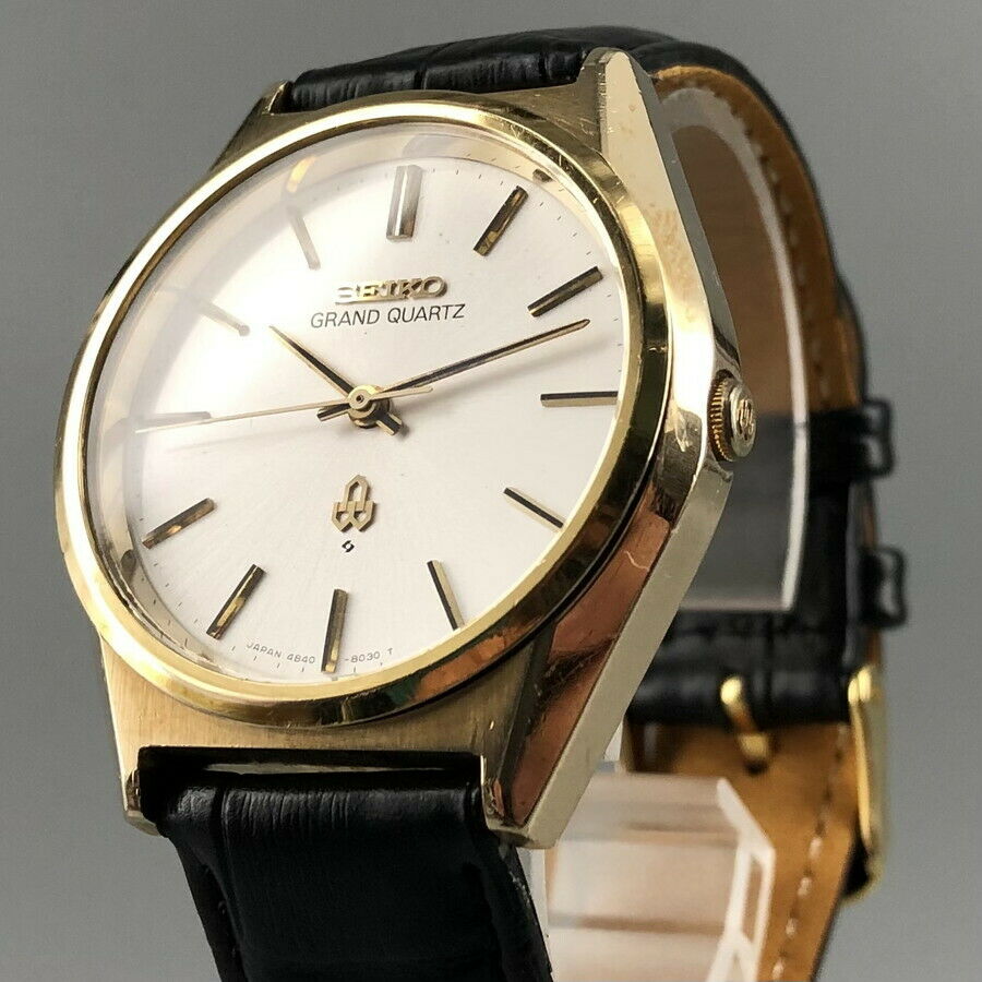 Vintage 1977 SEIKO GRAND QUARTZ 4840-8110 Cap Gold Men's Watch