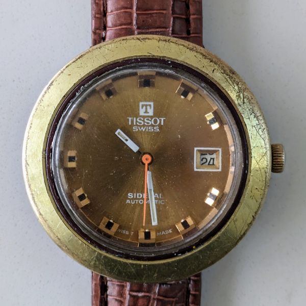 Montre Vintage Tissot Sidérale Automatique - Fonctionne, Boîtier Plastique Gris, Cadran Beige