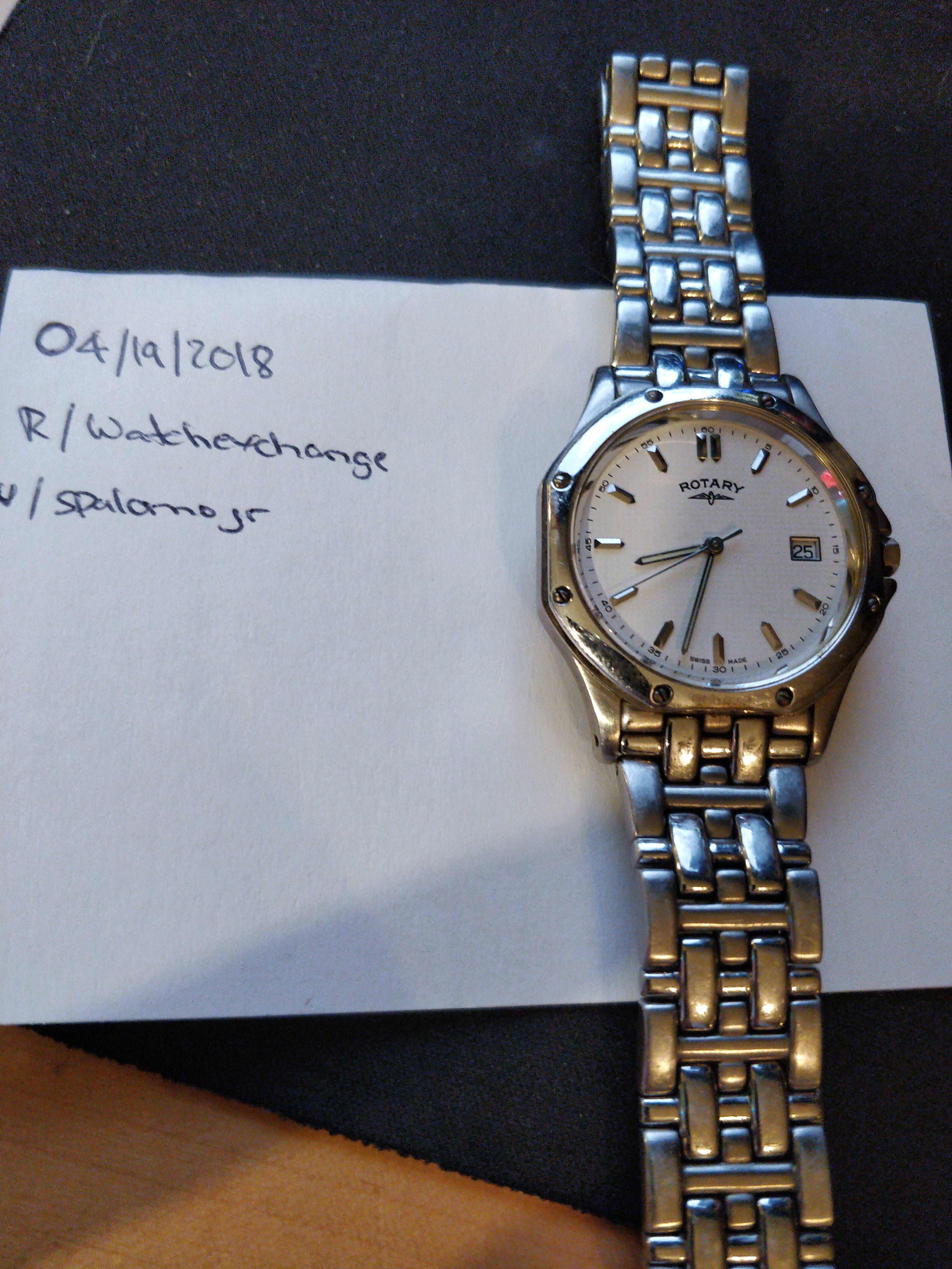 WTS Rotary Monza GB9116 Sapphire Quartz Swiss Mens Watch 80