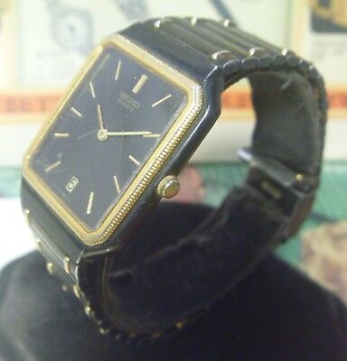 UNUSUAL 1994 Seiko Gents 6539-5090 Blackened Case & Bracelet Date